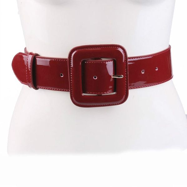 

belts 2021 fashion patent leather wide belt ladies hundred matching pin buckle decorative women, Black;brown