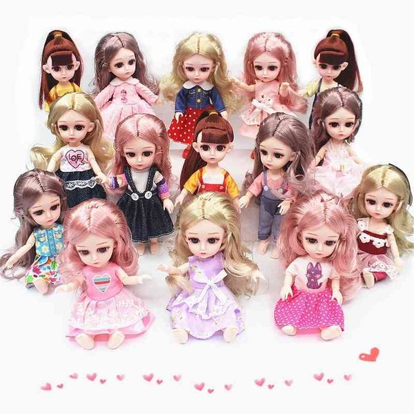 

special 3d real eye 16cm djd cosmetic bag doll 13 joints little lori for export