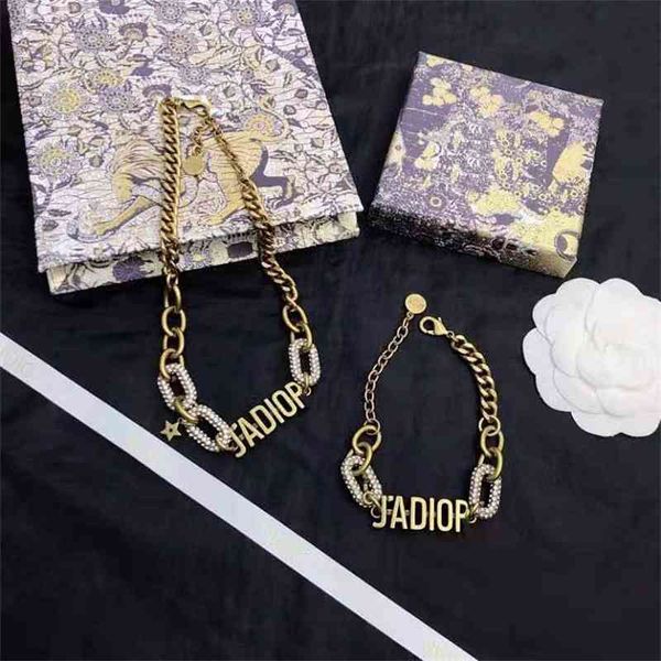 

75% off outlet online 2021 new letter clavicle chain necklace bracelet fashion net red simple woman bsu0, Silver