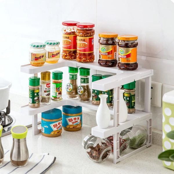 

kitchen storage & organization 2 layers adjustable space rack counterorganizer cabinet spice cupboard
