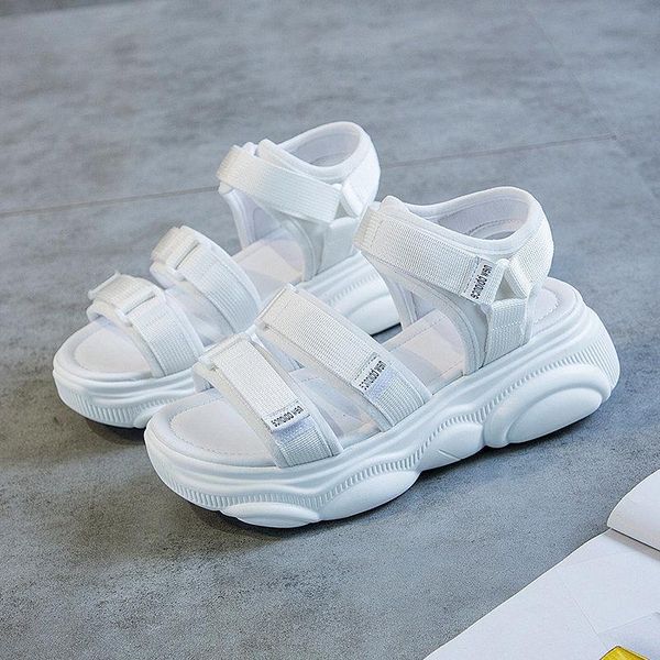 

sandals platform beach shoes woman summer heels open toe thick bottom soft casual for students black sandalias mujer