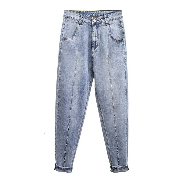 

jeans high-waisted denim pants for streetwear loose harem women jeans ladies boyfriend 2021 plus size100kg, Blue