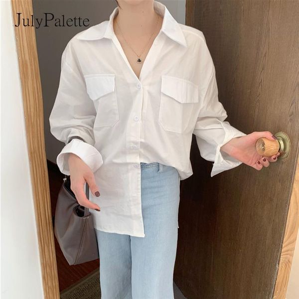 

women's blouses & shirts julypalette casual white shirt spring summer long-sleeve loose blouse fashion oversized ladies elegant blusas