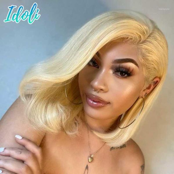

hair 13x4 lace front malaysian straight omber bob wigs color blonde wig short human for women1, Black;brown