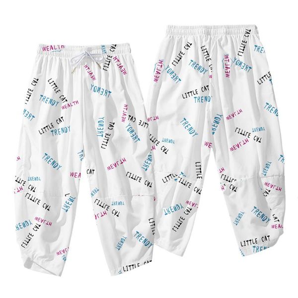 

men's pants plus size 6xl harem men hip hop white print trousers casual loose vintage long 2021, Black