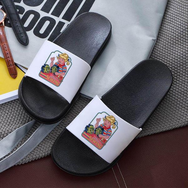 

slippers shoes for women 2021funny pattern beach slides outdoor and indoor bedroom home ladies comfortable sandals, Black