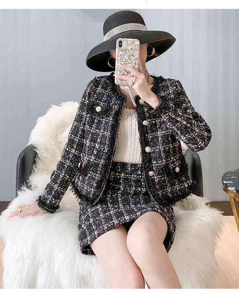 

two piece dress zawfl - women's walkway suit, fashion long sleeve tweed wool jacket, coat + mini tight skirt 2-piece set., White