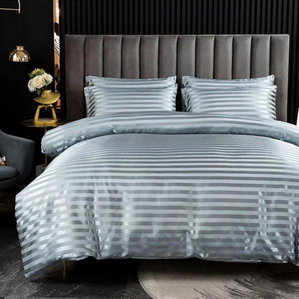 

bedding sets jacquard satin silk linens 3pcs bed linen euro set luxury duvet cover strip pillowcase for home el