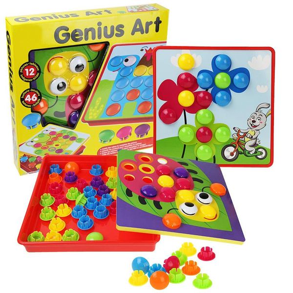 Party Favor 3D-Puzzles Spielzeug Bunte Knöpfe Zusammenbauen Pilze Nägel Kit Baby Mosaik Verbundbildtafel Pädagogische Kinder