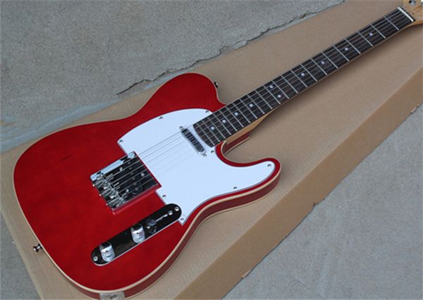 

new arrival custom shop deluxe telecaster red electric guitar basswood body rosewood & maple fingerboard white pickguard chrome hardware hig