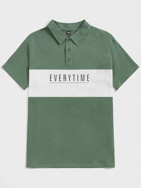 

men letter graphic colorblock polo shirt s8qw#, White;black