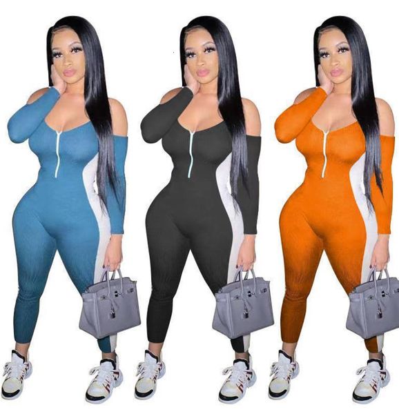 

women's tracksuits women jumpsuit designer off shoulder romper elegant fashion skinny bodysuit pullover comfortable clubwear, Gray