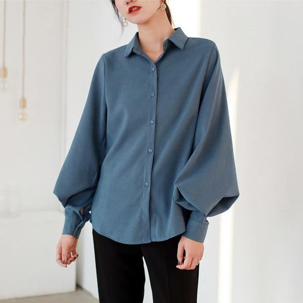 

spring women white shirt formal blouse long sleeve loose lapel ol style casual blouses female plus size 210421