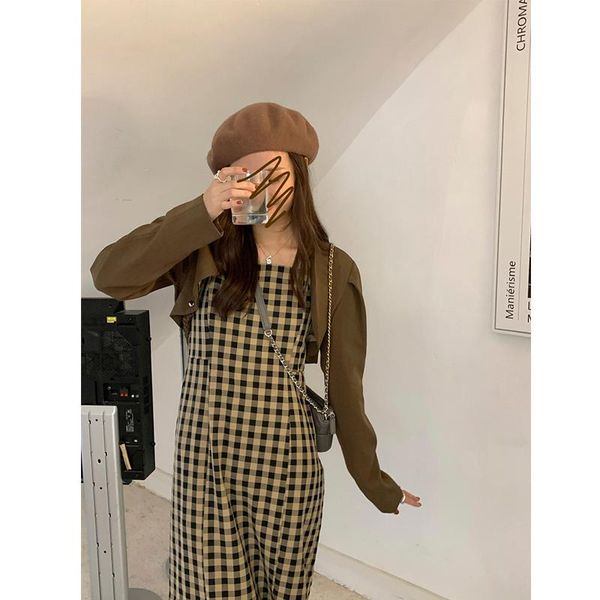 

women's jackets 2021 short coat coffee shoulder pad small suit korean loose casual long sleeve early autumn, Black;brown