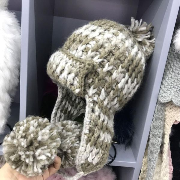 

beanie/skull caps korean autumn and winter knitted hat outdoor wild plus fluffy line cap ear protection cute cold, Blue;gray