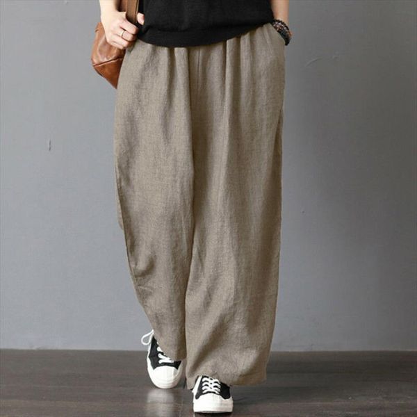 

cotton linen wide leg women pant bloomers loose casual summer trousers, Black