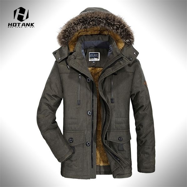 

winter mens parkas fur linner hooded jacket men thick fleece cotton-oadded coat multi-pocket fashion casual brand parka overcoat 211126, Black;brown