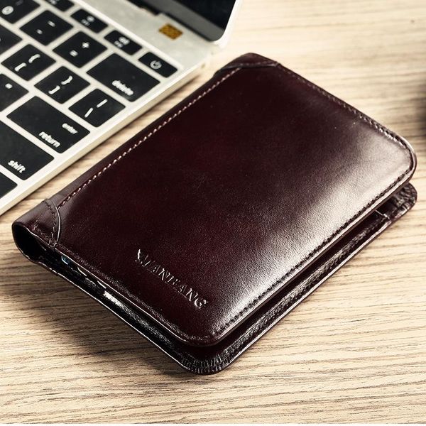 

wallets men's wallet short business classic leather smart card, Red;black