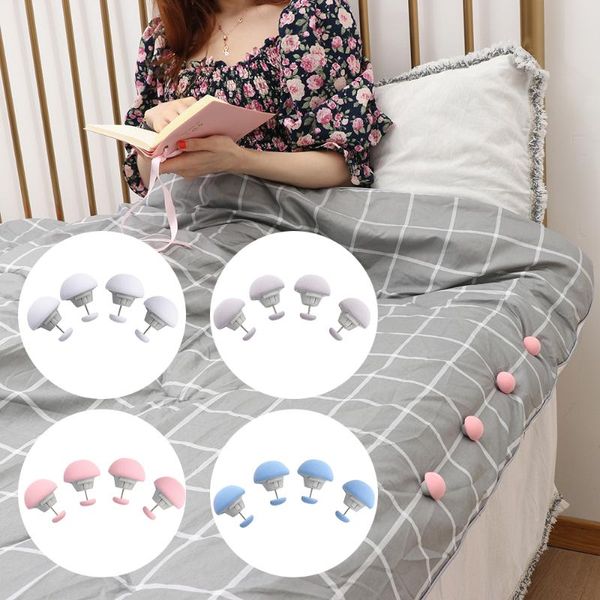 

clothing & wardrobe storage 4pcs mushroom quilt holder macaron non-slip blanket clip one key to unlock blankets cover fastener bed sheet