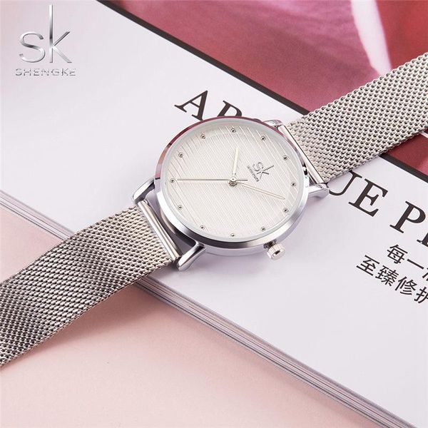 

wristwatches fashion casual ladieswatch stainless steel strap waterproof quartz ladies simple watch relogio femininoreloj mujer, Slivery;brown