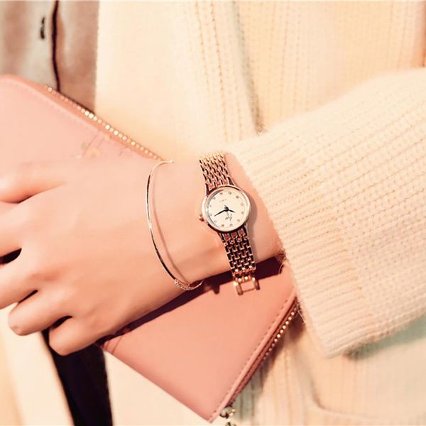 

wristwatches 2021 women's watch analog quartz small dial delicate luxury business relogios masculino femininity, Slivery;brown