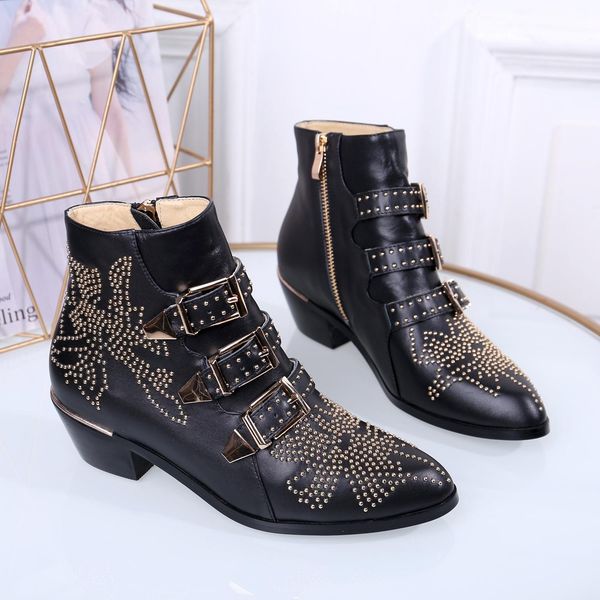 

boots england woman genuine rivet sharp locomotive beautiful 2021, Black