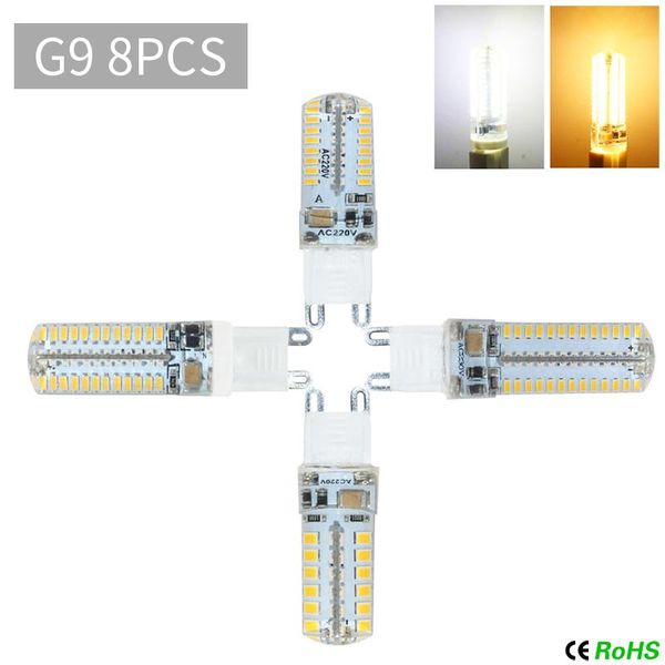 

bulbs 8pcs g4 g9 led bulb dc12v / ac 220v mini silicone crystal lights spotlight sewing machine light chandelier halogen