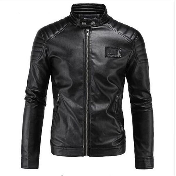 

men's fur & faux leather jacket men 2021 autumn winter o collar jaqueta de couro masculina pu mens jackets punk veste cuir homme, Black