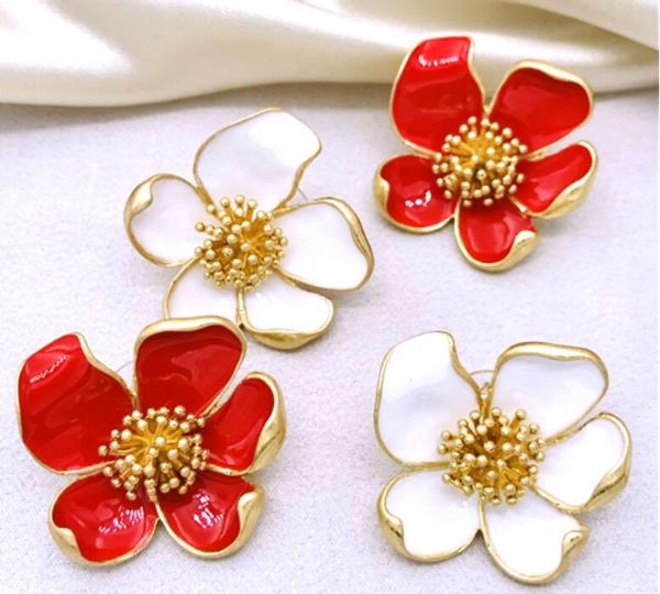 

earrings & necklace csxjd design enamel flower, Silver