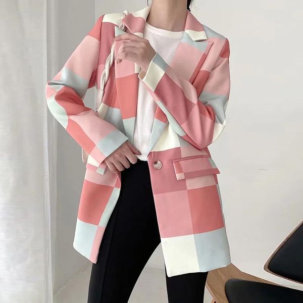 

heydress 2021 autumn women long sleeve plaid pleated blazer office lady elegant hight quality jacket female loose chic outwears women's, White;black