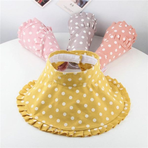 

summer toddler baby kids girls boys dot print ruffles sunhat bucket cap caps & hats, Yellow