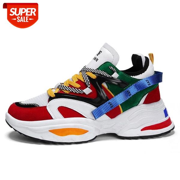 

men's vulcanized shoes 2021 new men chunky sneakers lace-up platform stylish breathable male tenis footwear #er5t