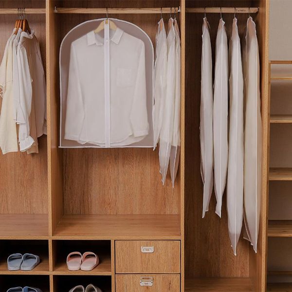 

clothing & wardrobe storage 10pcs 100% transparent rail cover coat garment suit dress bags household clothes dustproof hanger dust bag