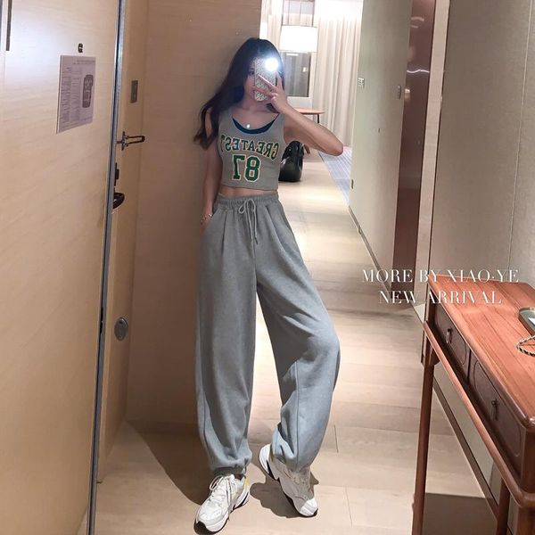 

women's pants & capris goohojio 2021 autumn loose chic sweatpants for women solid color oversized high waist casual long, Black;white