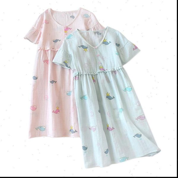 

summer kawaii cartoon 100% womens sleepwears cotton nightgowns night dress japanese casual short sleeve indoor sleepdress for, Black;red