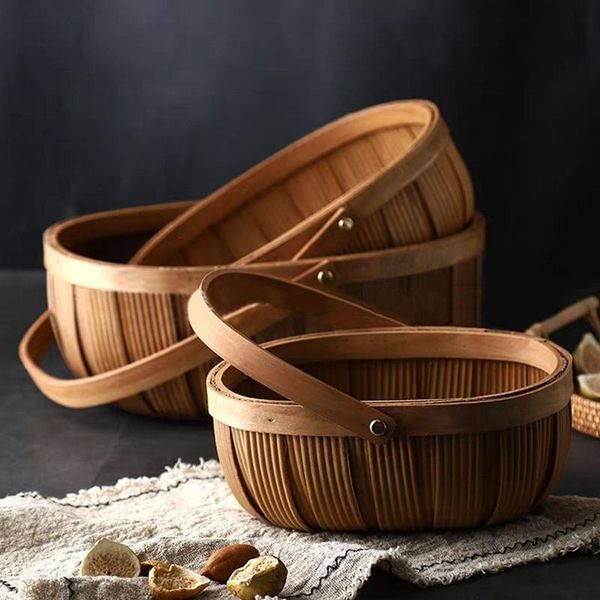 

storage baskets home wicker basket empty oval willow woven box organize fruit with handle picnic present