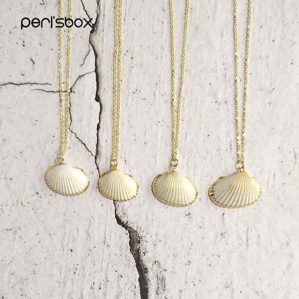 

chokers peri'sbox bohemia natural seashell pendant choker necklaces summer layered charm beach cowrie shell jewelry, Golden;silver