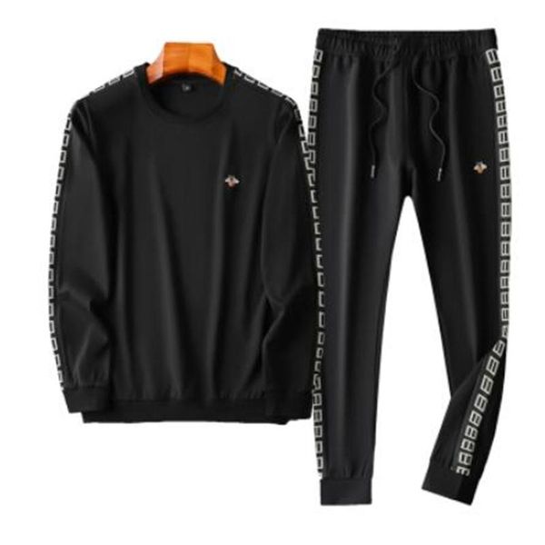 

men's tracksuits black sports suit man round neck pullover sweater + trousers male student sportswear 8933, Gray