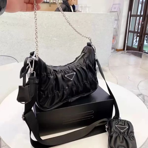 

2022 pleated handbags shoulder bags fashion ruffled hobos purses designer 2-piece crossbody chain bag 2005 tag lady cross body high quality