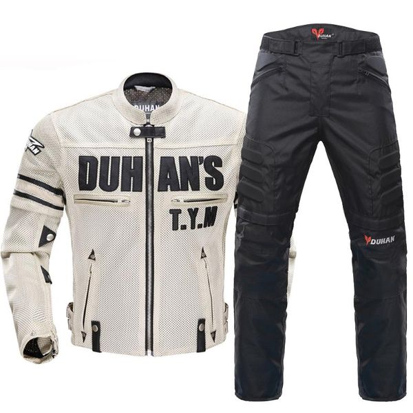 Abbigliamento da moto DUHAN Chaqueta Moto Giacca estiva da uomo Pantaloni tuta da corsa traspirante