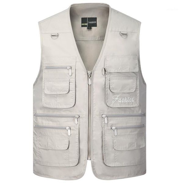 

men's vests summer quick dry thin vest male with many pockets casual classic multi pocket military green pographer baggy work waistcoat, Black;white