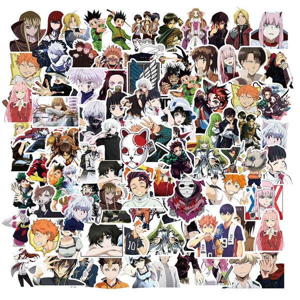 

10/30/50/100pcs mix anime jujutsu kaisen demon slayer cartoon stickers decals diy bike skateboard fridge lapkid sticker toys 1025