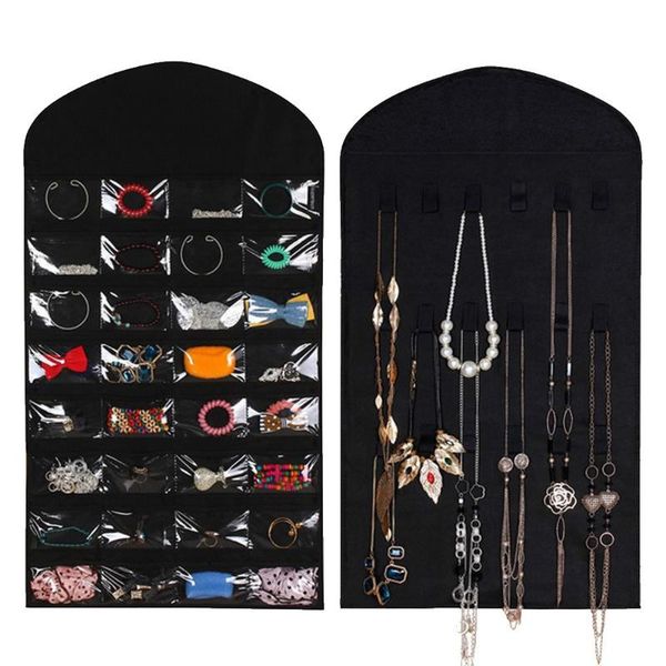 

storage bags 32 pockets hanging organizer jewelry display bag wardrobe closet earrings ring necklace bracelet