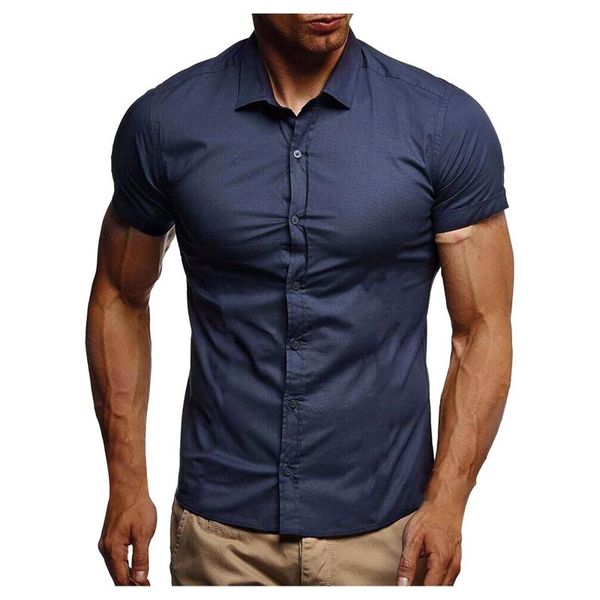 

men's casual shirts 2021 arrival summer business shirt short sleeves turn down collar single-breasted vintage men big size 4, White;black