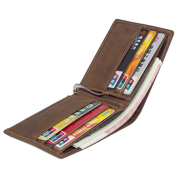 

men's short rfid leather wallet business card holder case crazy wallets, Red;black