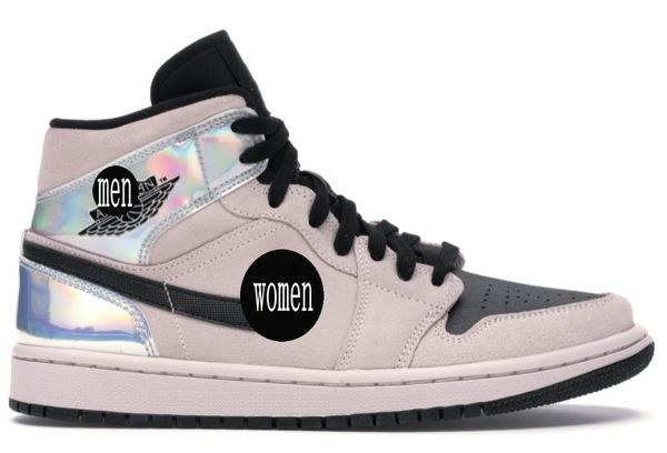 

2021 boots 1 retro mid dirty powder iridescent men/women/kids basketball shoes 1s beige/black youth big boy/ girls /ladies gs sports sneaker