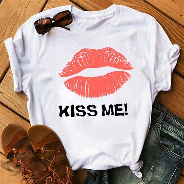 

pink lips print fashion and men t shirt women womens summer short sleeve tee casual harajuku shirts cute woman, White;black