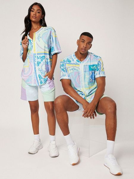 

1pc color block track shorts u2vi#, Black