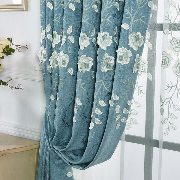 

curtain & drapes european style curtains for living dining room bedroom luxury relief embroidery chenille tulle product customization