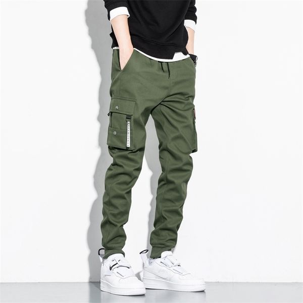 

men casual pants pure cotton outdoor tactical military jogging street hip-hop cargo pants plus size loose casual pants for men 211110, Black